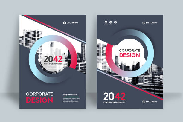 ilustrações de stock, clip art, desenhos animados e ícones de corporate book cover design template in a4 - letter a internet infographic arrow sign
