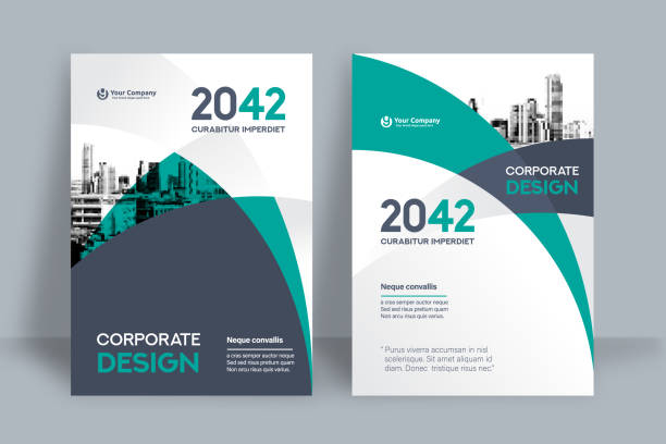 kurumsal kitap kapak tasarımı şablonu içinde a4 - corporate stock illustrations