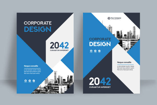 ilustrações de stock, clip art, desenhos animados e ícones de corporate book cover design template in a4 - letter a internet infographic arrow sign