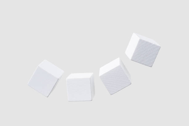 istock Abstract floating wooden dice on white background 1097208122