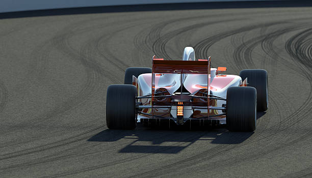 istock Rear view of a racing car on the track 109720849