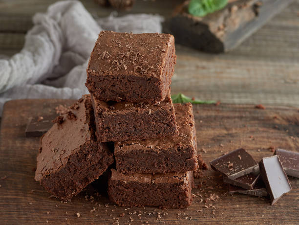 istock stack of square pieces of baked brown brownie pie 1097208632