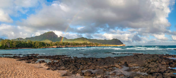 istock Kawailoa Bay rainbow panorama 1097211722