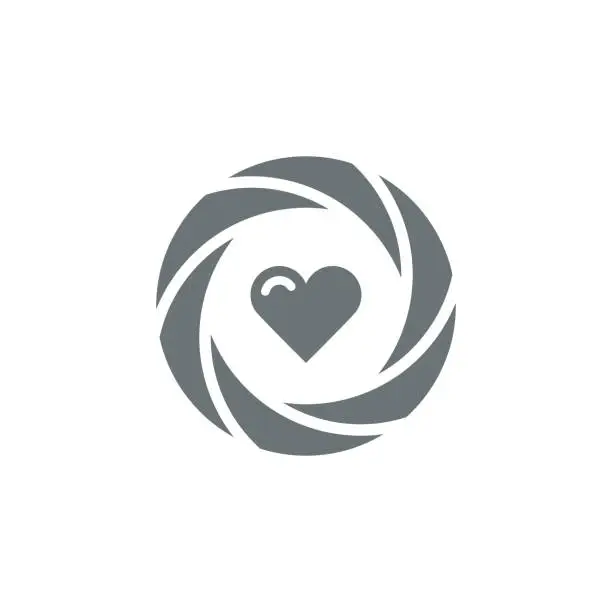 Vector illustration of Shutter with heart icon