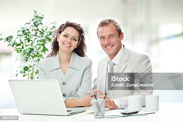 Business Team Portrait At Office With Laptop Stock Photo - Download Image Now - Businessman, Multi Colored, Suit