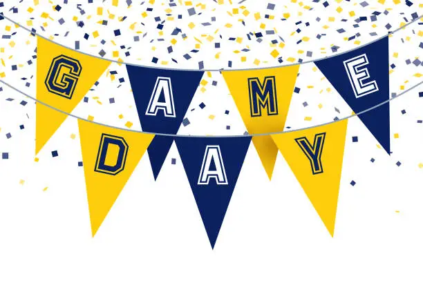 Vector illustration of Game Day Blue and Gold Banner