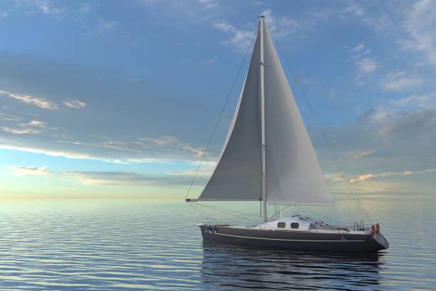 istock Sailing on sea and sunset 3d illustration 1097216038