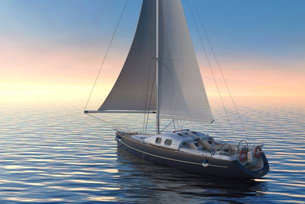 istock Sailing on sea and sunset 3d illustration 1097216090