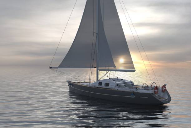 istock Sailing on sea and sunset 3d illustration 1097216154