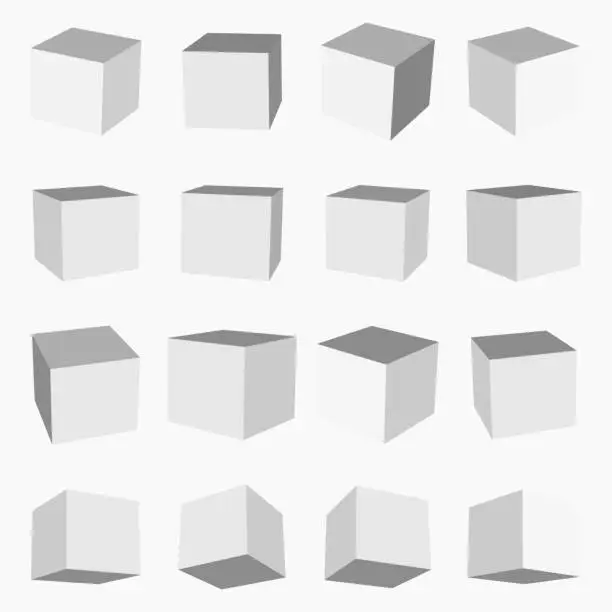 Vector illustration of set of gray cube box pattern