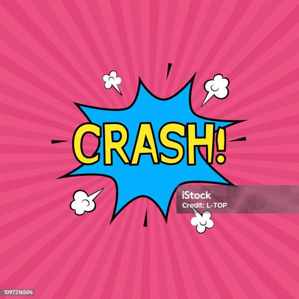 Speech Bubble Crash On The Rays Pink Comic Background Colored Pop Art Style Sound Effect Halftone Vector Illustration Banner Vector Illustration In Comic Style Stock Illustration - Download Image Now