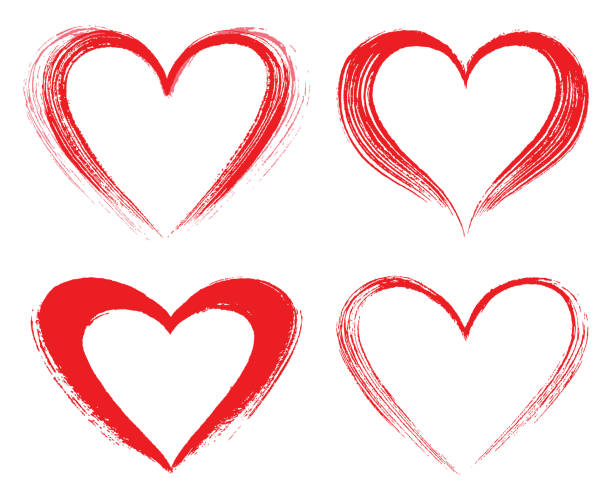 Set of vector hearts Hearts icons for Valentine's Day brush stroke heart stock illustrations
