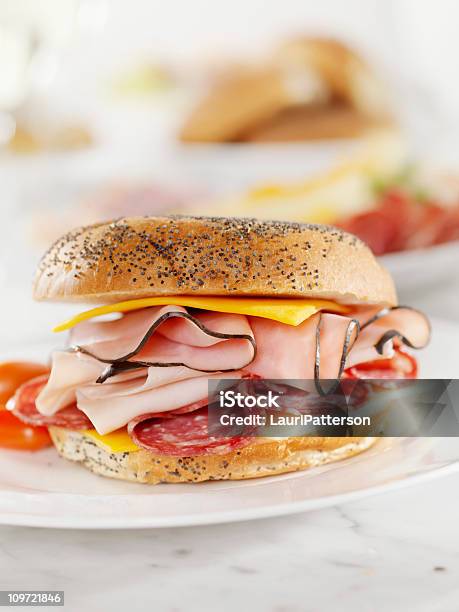 Deli Meat And Cheese Sandwich Stock Photo - Download Image Now - Sandwich, Delicatessen, Ham