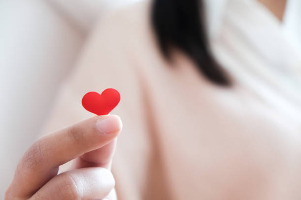 istock Valentine day love concept. Red Hart in hand with copy space. 1097219860