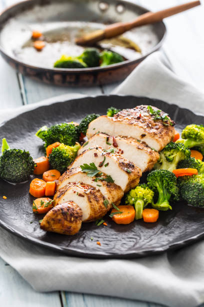 istock Roasted chicken breast with broccoli carrot and sesame 1097220352