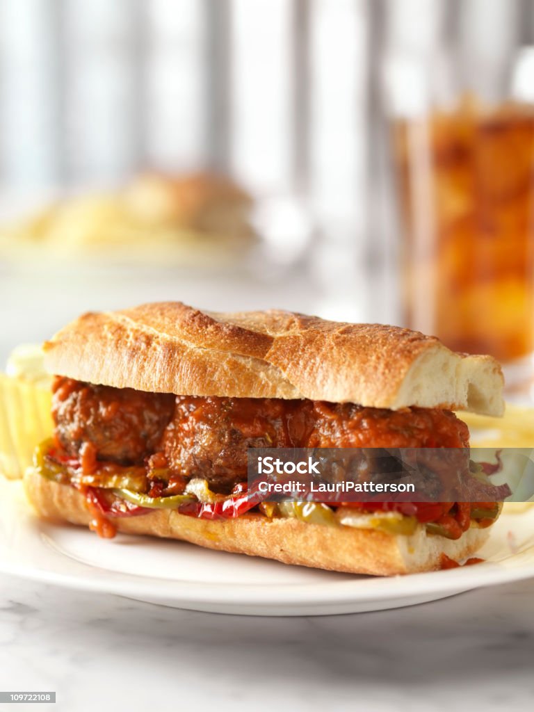 Boulette de viande Sandwich avec Sauce Marinara - Photo de Boulette de viande libre de droits