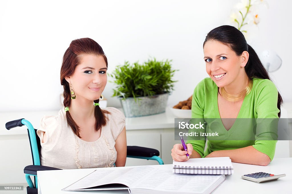 Disabled Girl With Her Health Advisor  16-17 Years Stock Photo