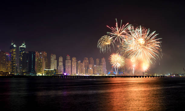 istock Fireworks over Dubai Cityscape 1097223694