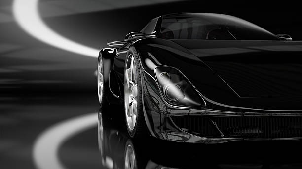 negro coche deportivo - velocidad fotos fotografías e imágenes de stock
