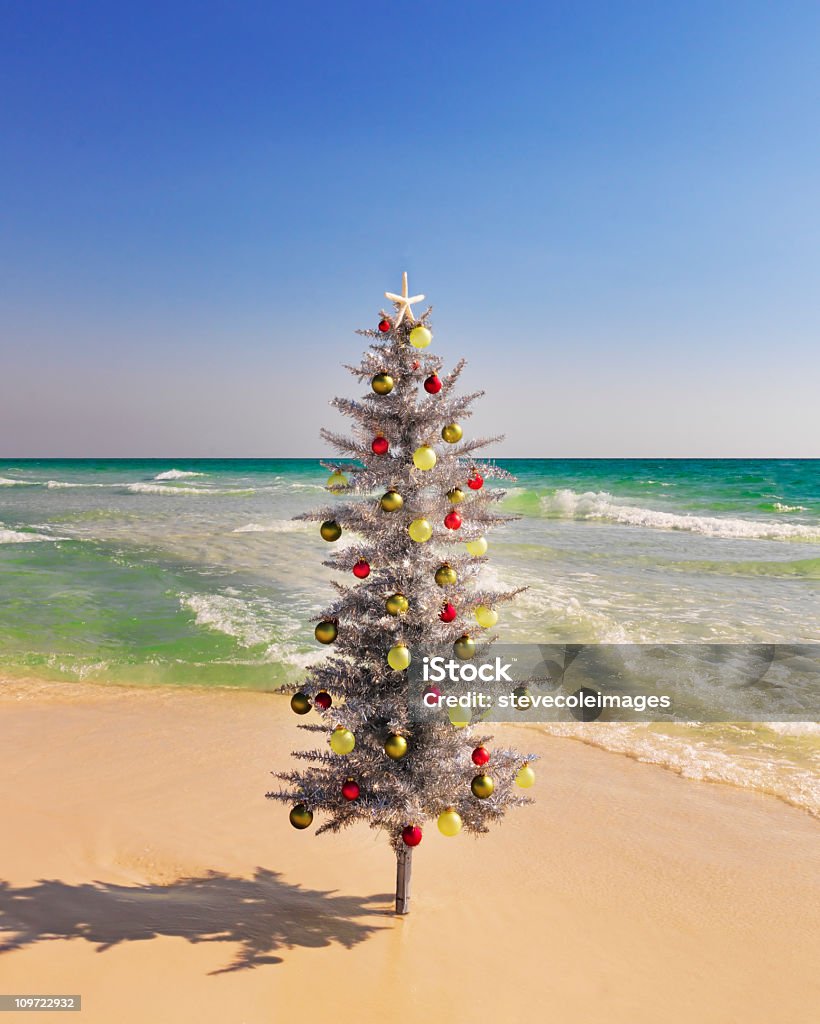 Рождество дерево на пляже - Стоковые фото Рождество роялти-фри