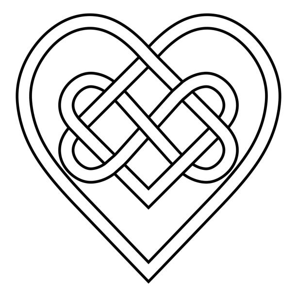 ケルト族の結び目のルーン バインドされた永遠の愛、心のタトゥー ロゴのパターンの心無限ベクトル記号記号 - celtic culture tied knot woven pattern点のイラスト素材／クリップアート素材／マンガ素材／アイコン素材