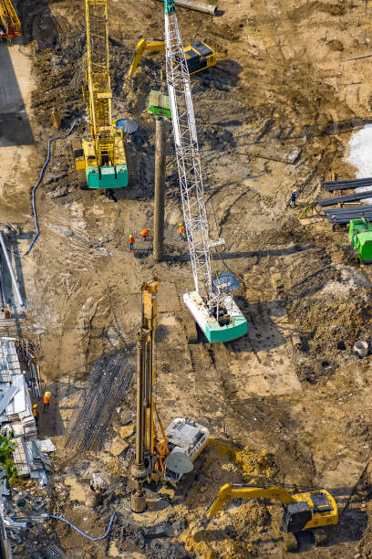 istock Aerial View of Concrete Bored Piling Work 1097231890