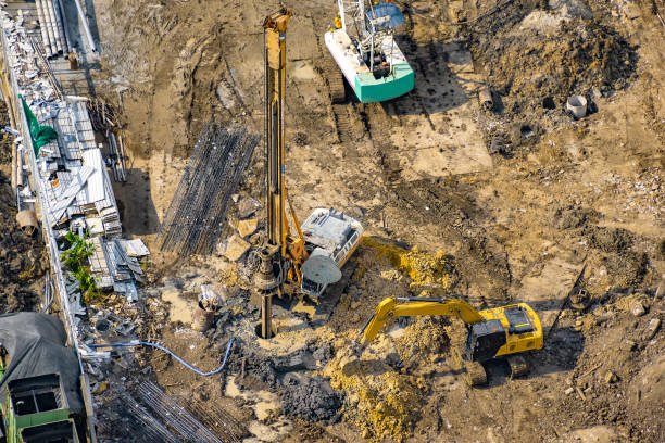 istock Aerial View of Concrete Bored Piling Work 1097231902