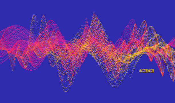 illustrations, cliparts, dessins animés et icônes de ondes sonores. effet dynamique. illustration vectorielle avec particule. surface de la grille 3d. - sine wave oscillation energy sound