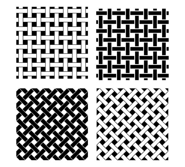 bezszwowy wzór węzła w czerni i bieli, wektor - woven stock illustrations