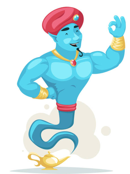 Ok Gesture Arabian Genie Turban Magic Lamp Smoke Cartoon Character Wish  Vector Illustration Stock Illustration - Download Image Now - iStock