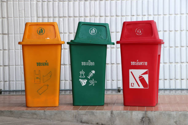 istock 3 trash of waste separation to protect the environment. 1097235582