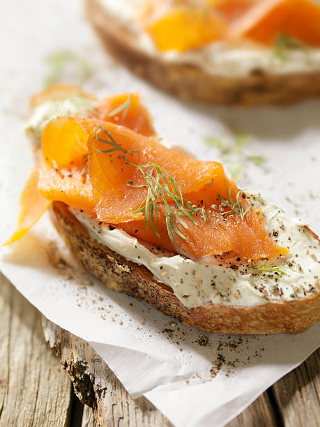 istock Smoked Salmon Canapes with Cream Cheese 109723948