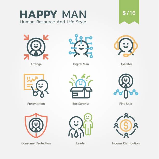 Human Resource And Life Style Human Resource And Life Style icon set 5 designate stock illustrations