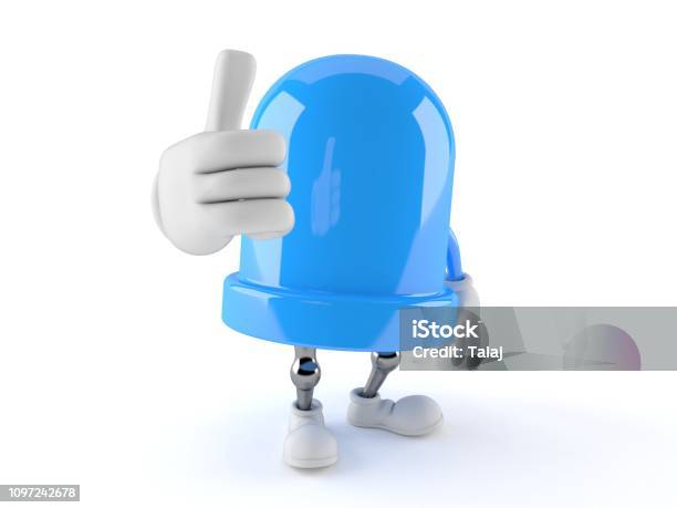 Led Character With Thumbs Up Gesture Stock Photo - Download Image Now - Agreement, Blue, Cartoon