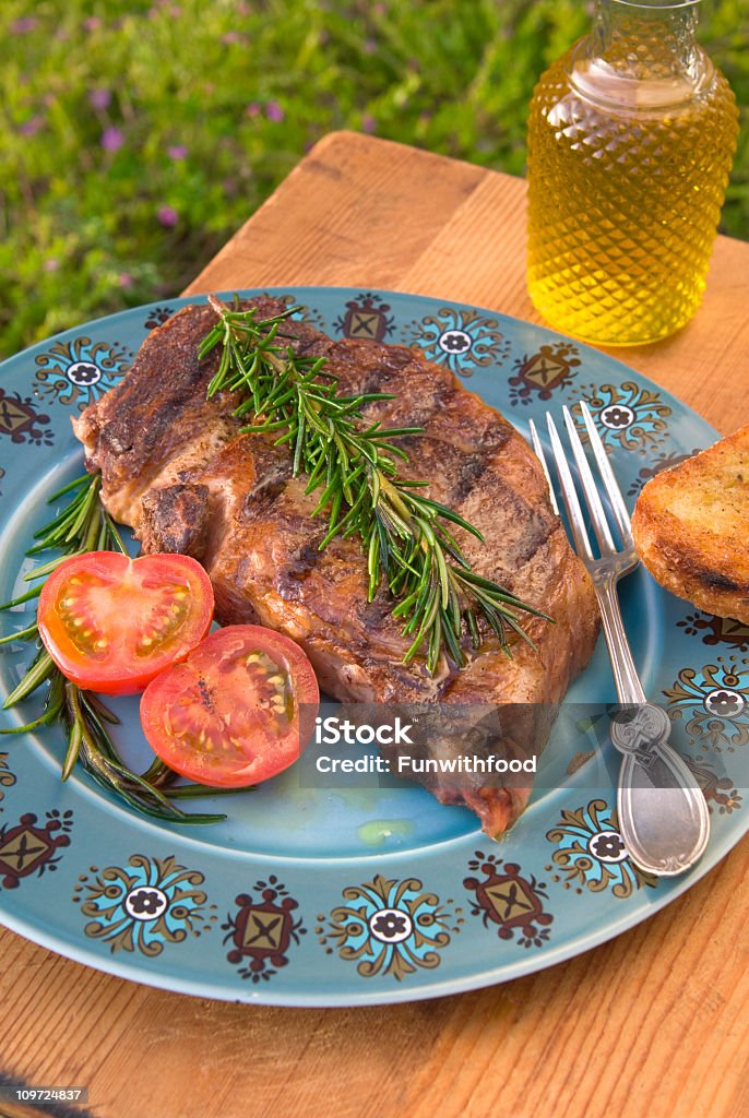 Barbeque Rib Eye Beef Steak Dinner, Grilled Meat & Summer Food  Barbecue - Meal Stock Photo