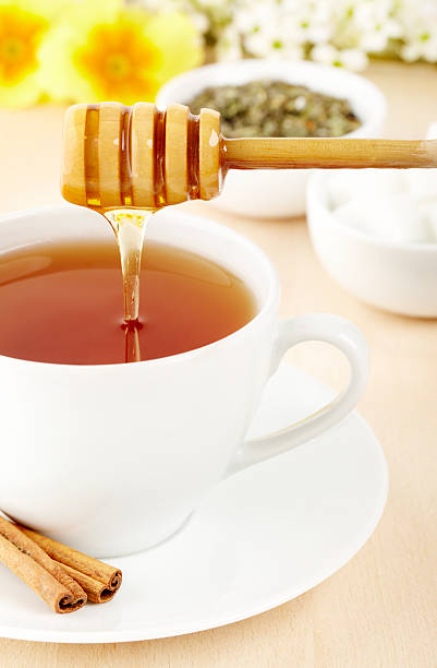 Tea and honey stock photo