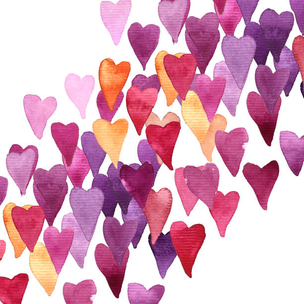 istock Valentine's day card template with watercolor multicolored hearts 1097251958