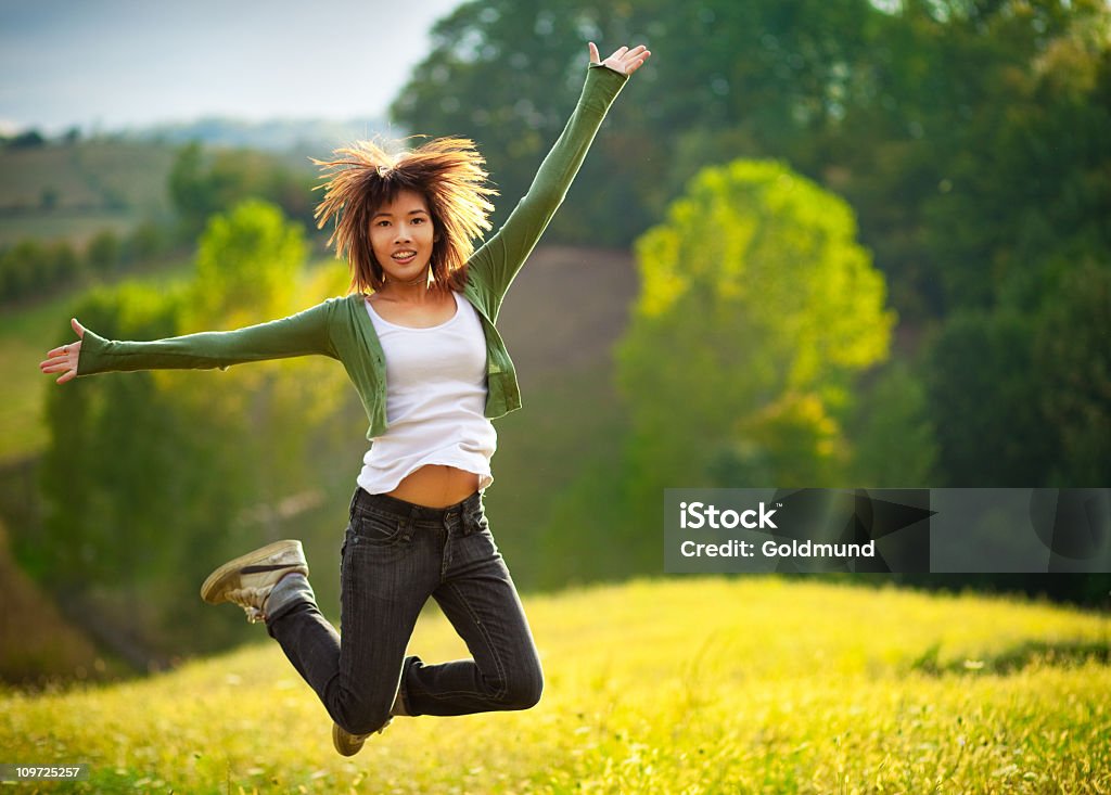 Happy Jump  20-29 Years Stock Photo