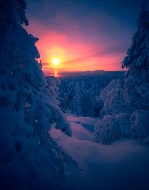 istock Heavy snow sunset view from Sotkamo, Finland. 1097254354