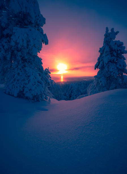 istock Heavy snow sunset view from Sotkamo, Finland. 1097254356