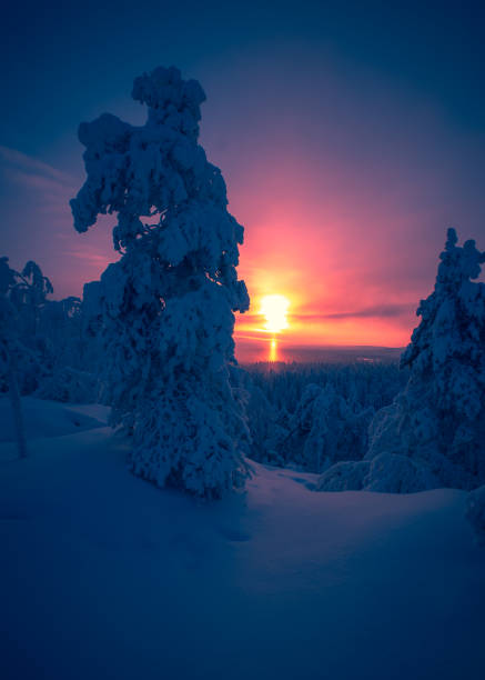 istock Heavy snow sunset view from Sotkamo, Finland. 1097254358