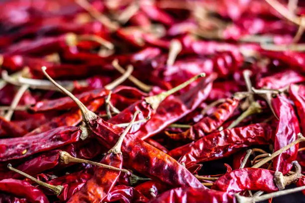 Close-Up Photo of Dry Hot Red Chilies - Red Chili Background Photo