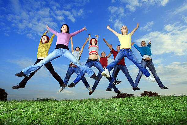 istock Big group of young jumping people. 109726187