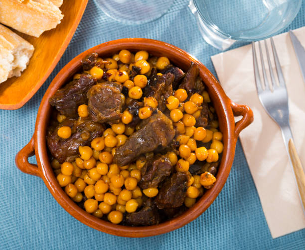 istock Tasty beef stew with chickpeas closeup 1097263538