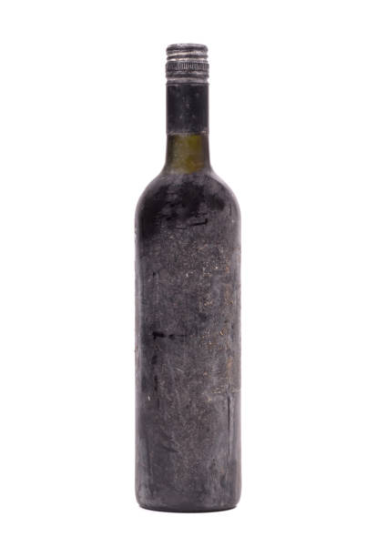 wine bottle with dewdrop isolated on white background
