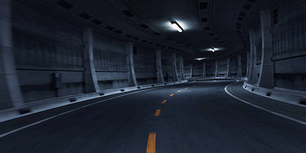 curva del camino del túnel - highway underground corridor street fotografías e imágenes de stock
