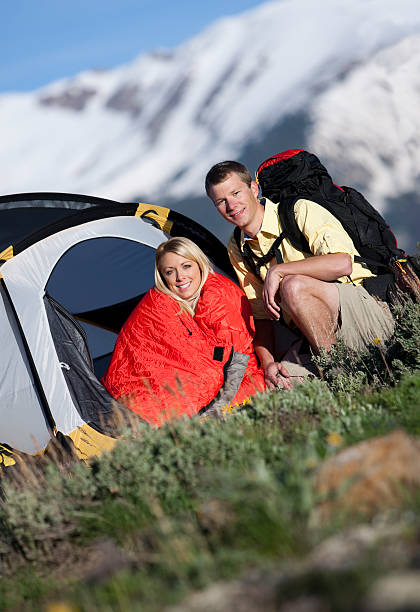 istock Young Couple Backpacking And Camping In the Rocky Mountains 109727078