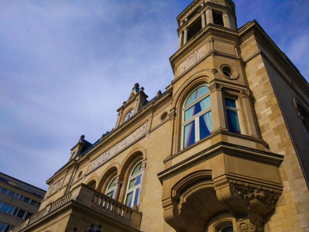 istock Yellow palace with a balcony, archs and columns in Luxembourg, Europe 1097273068
