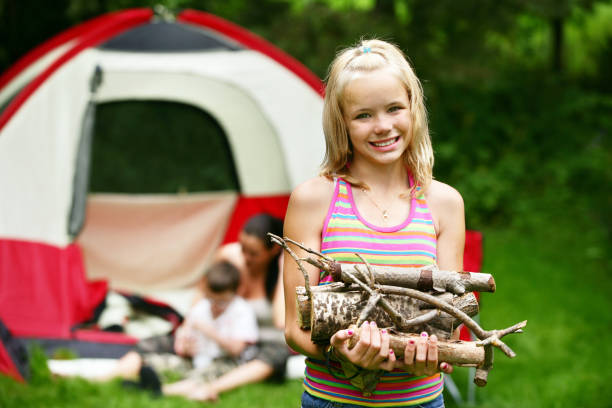istock Little girl on camping site 109727536