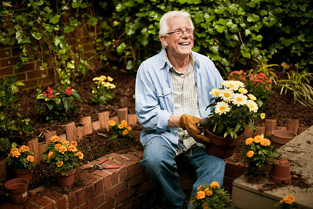 istock Senior Man with Flowers in Garden 109727582